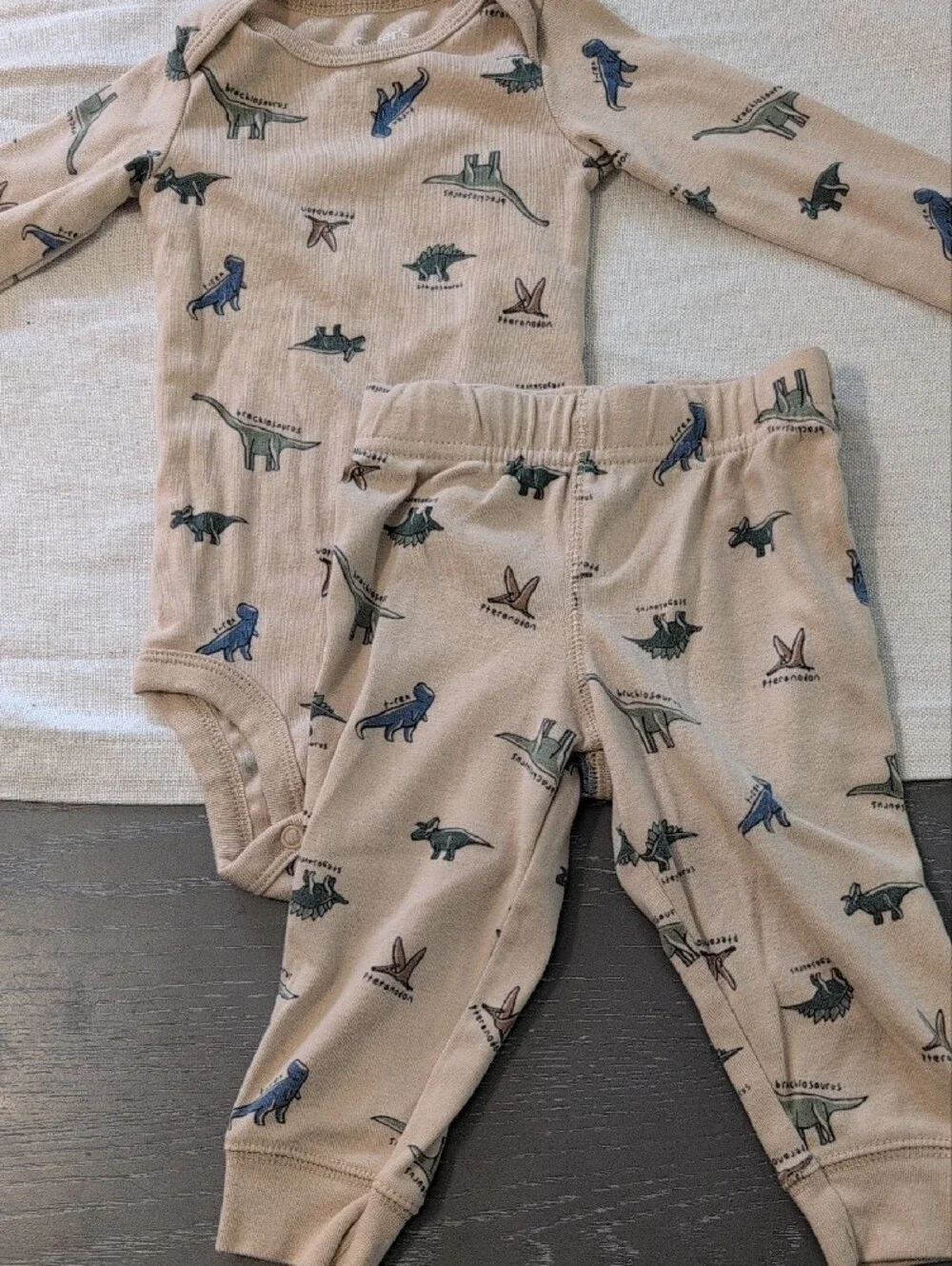 Carter's Beige Dinosaur Print Kids Pajama Set